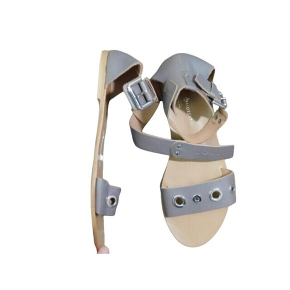Mercanti Fiorentini Size 9 Taupe Leather Sandals Flats Italy - Picture 1 of 4